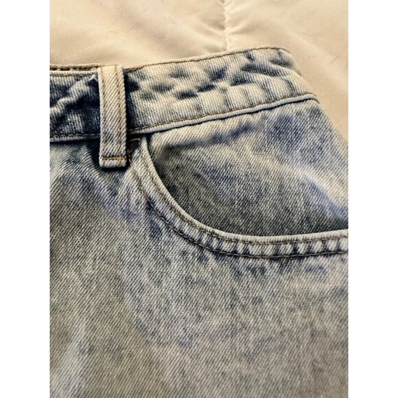 Stonewashed Denim Mini Skirt Frayed Hem XS Cotton Pockets Festival Grunge boho - Picture 4 of 8